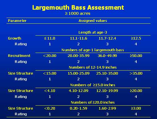 Largemouth Bass Assessment Graph for greater than 1000 acres