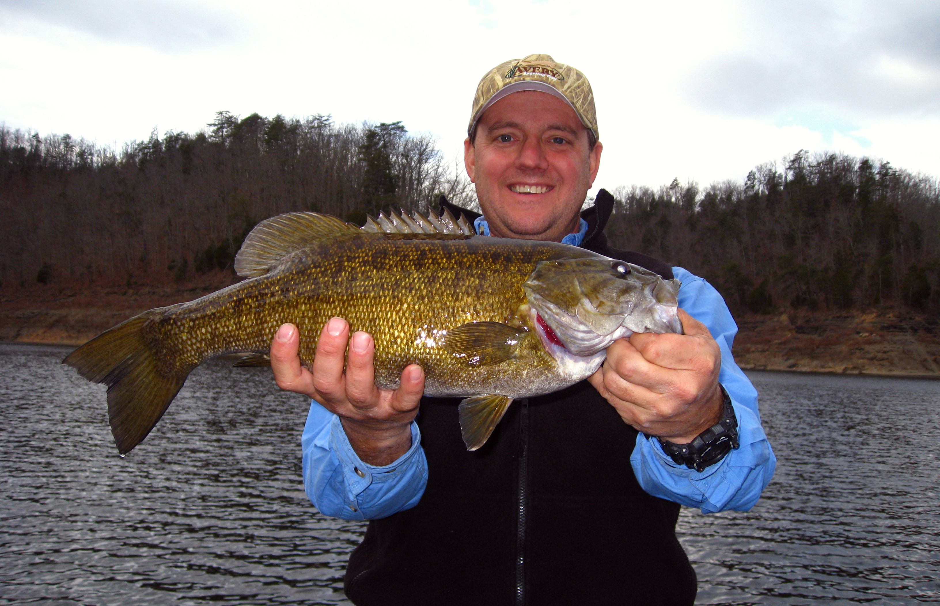 James Charas holds a huge smallmouth he caught from Lake Cumberland